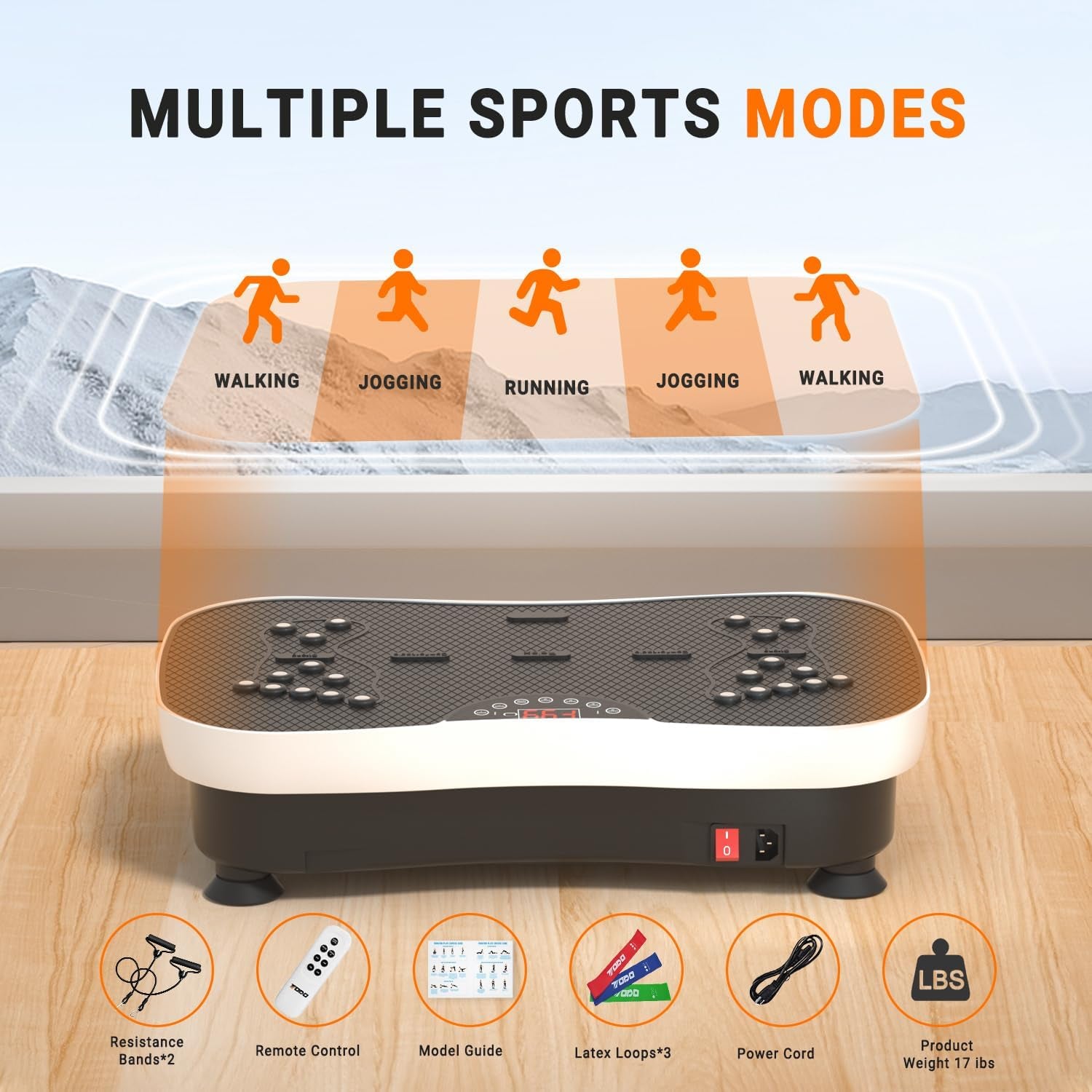 Vibration Plate Exercise Machine Whole Body Vibration Machine with Remote Control for Pain Relief, Lymphatic Drainage, Weight Loss(3 Resistance Loops/Resistance Bands)