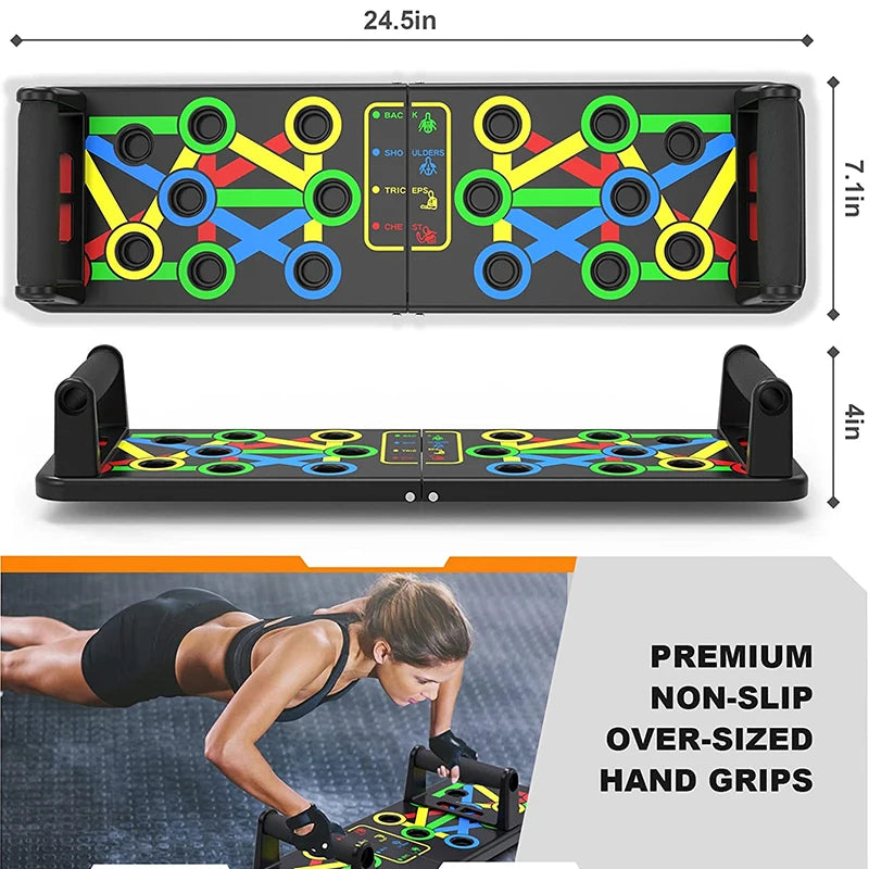 Folding Push-Up Board Chest Expansion Adult Multi-Mode Adjustable with Chest Abdomen Back Partition Core Muscle Exerciser